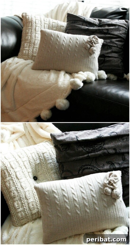 Sweater Salvation: Crafting New Life from Old Knits 42 Sweater Throw Pillows - 50 Amazingly Creative Upcycling Projects For Old Sweaters