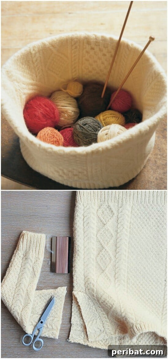 Sweater Salvation: Crafting New Life from Old Knits 45 Felted Knitting Basket - 50 Amazingly Creative Upcycling Projects For Old Sweaters