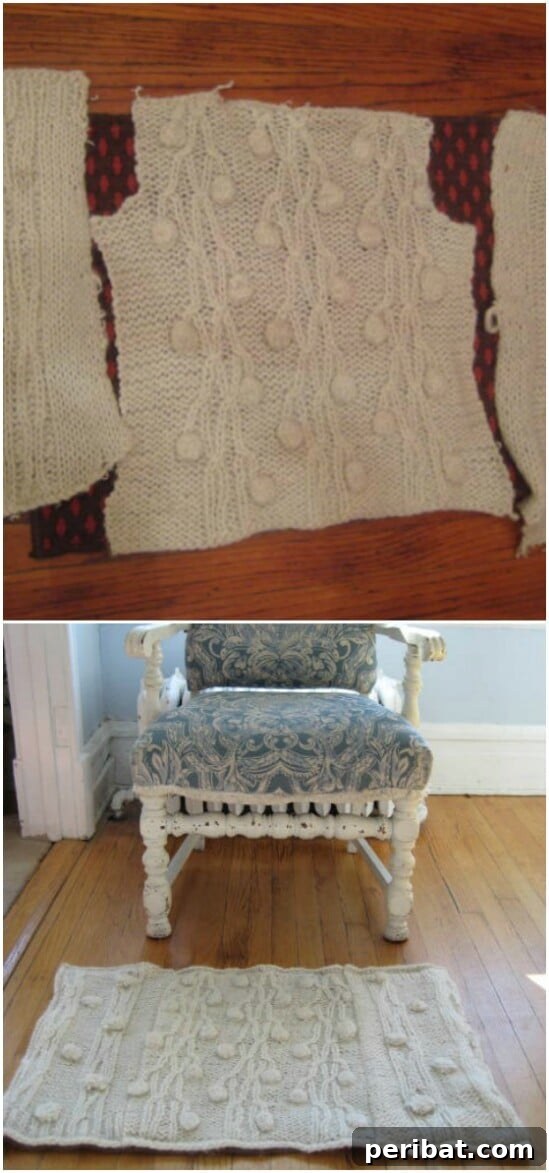 Sweater Salvation: Crafting New Life from Old Knits 47 Recycled Sweater Rug - 50 Amazingly Creative Upcycling Projects For Old Sweaters