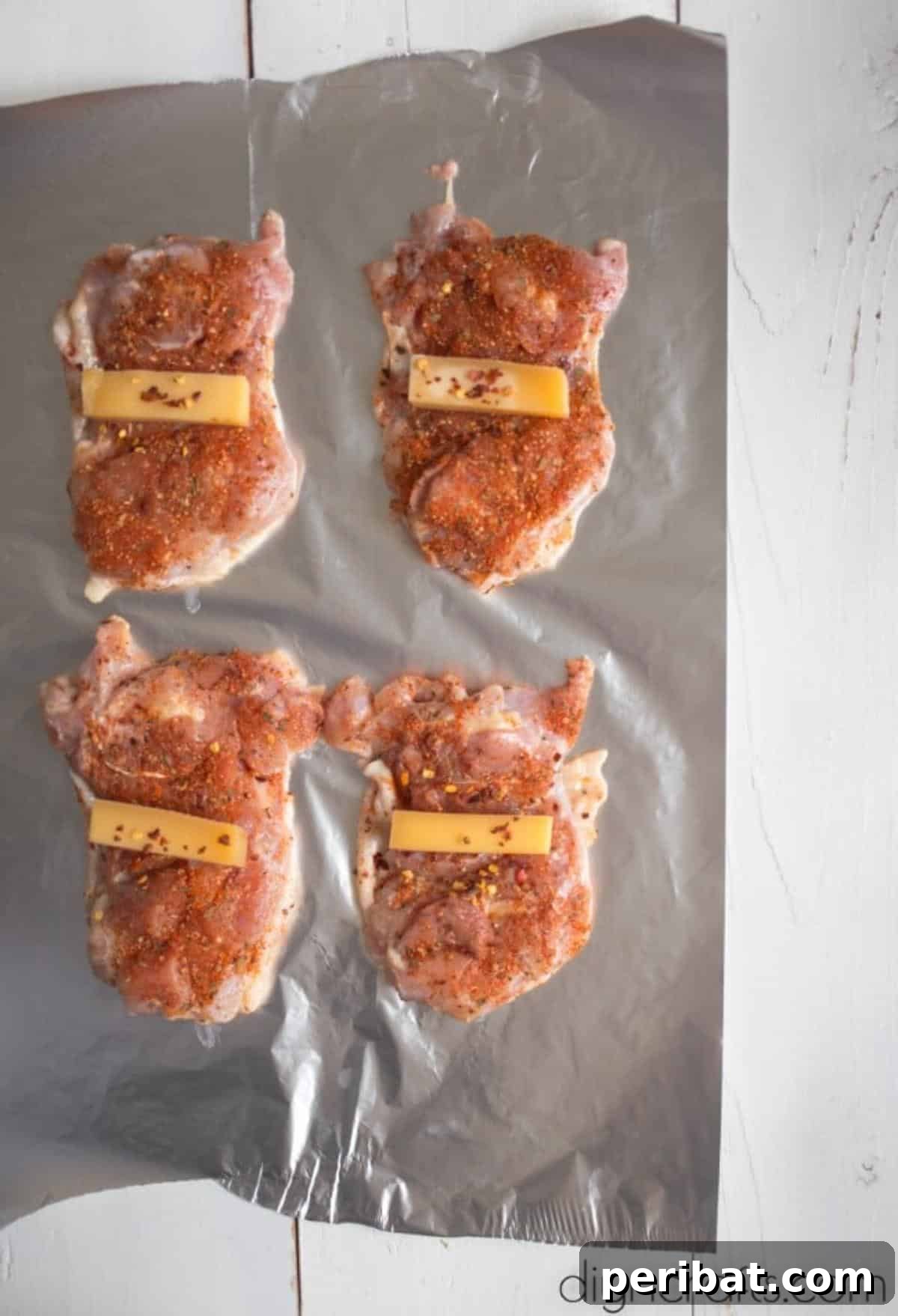Decadent Bacon Wrapped Cheese Stuffed Chicken Thighs 7 Chef stuffing chicken thighs with cheddar cheese and chili flakes.