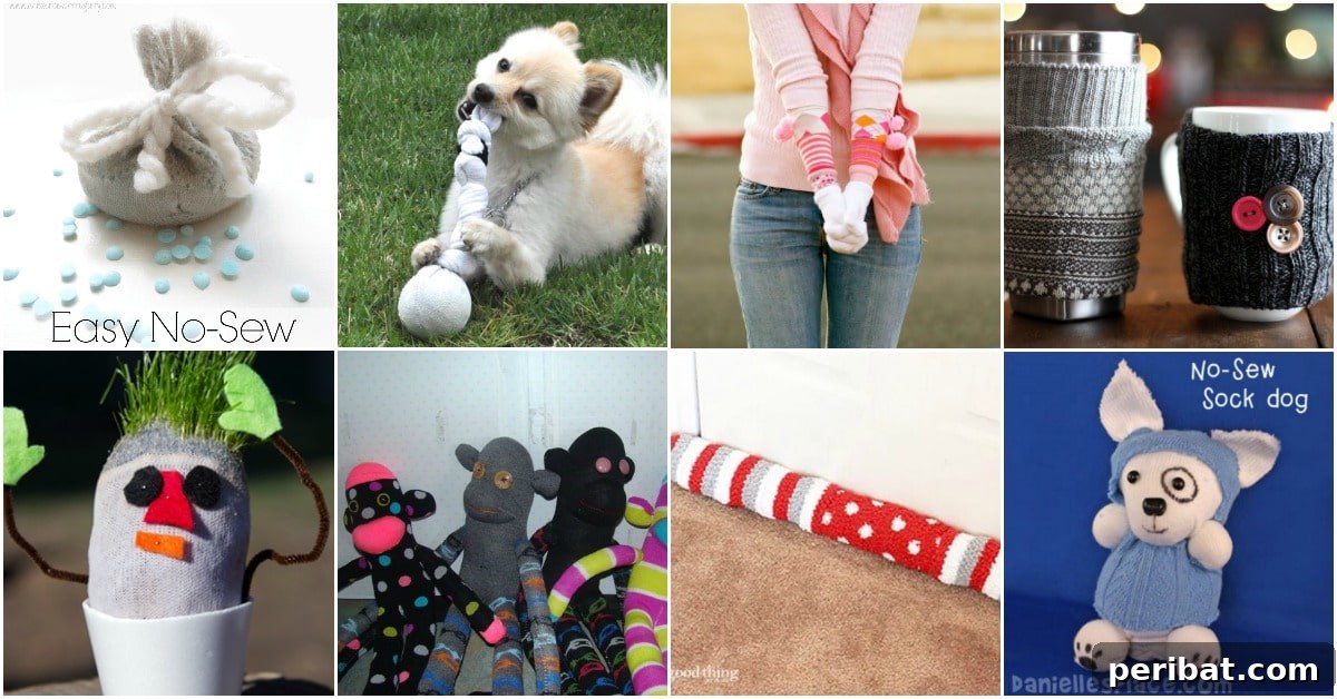 Various DIY crafts made from old socks, showcasing the versatility of sock upcycling.