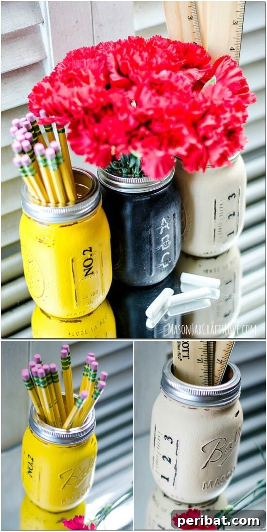Back To School Organizing Jars - 30 Mind Blowing DIY Mason Jar Organizers You’ll Want To Make Right Away