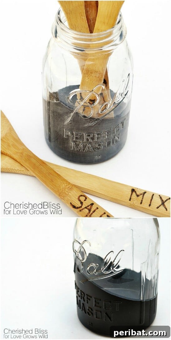 Paint Dipped Utensil Holders - 30 Mind Blowing DIY Mason Jar Organizers You’ll Want To Make Right Away