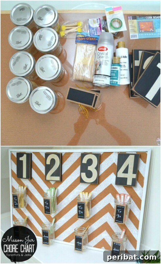 DIY Chore Chart - 30 Mind Blowing DIY Mason Jar Organizers You’ll Want To Make Right Away