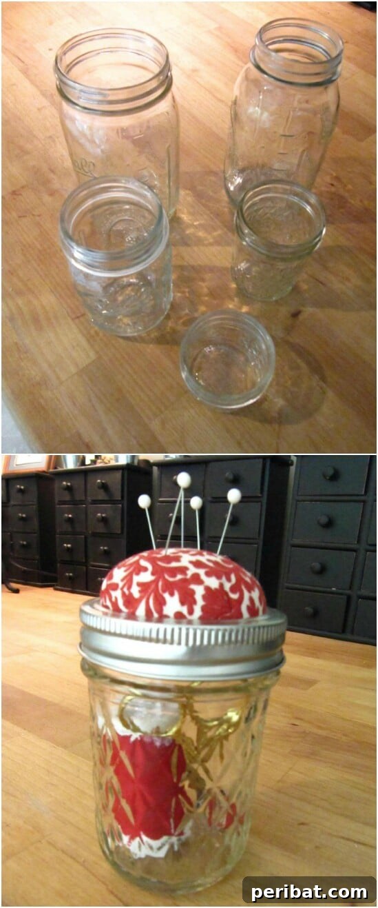 Pin Cushion Sewing Kit - 30 Mind Blowing DIY Mason Jar Organizers You’ll Want To Make Right Away