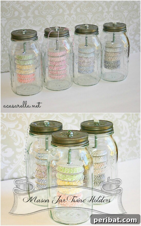 Twine Organizer And Dispenser - 30 Mind Blowing DIY Mason Jar Organizers You’ll Want To Make Right Away