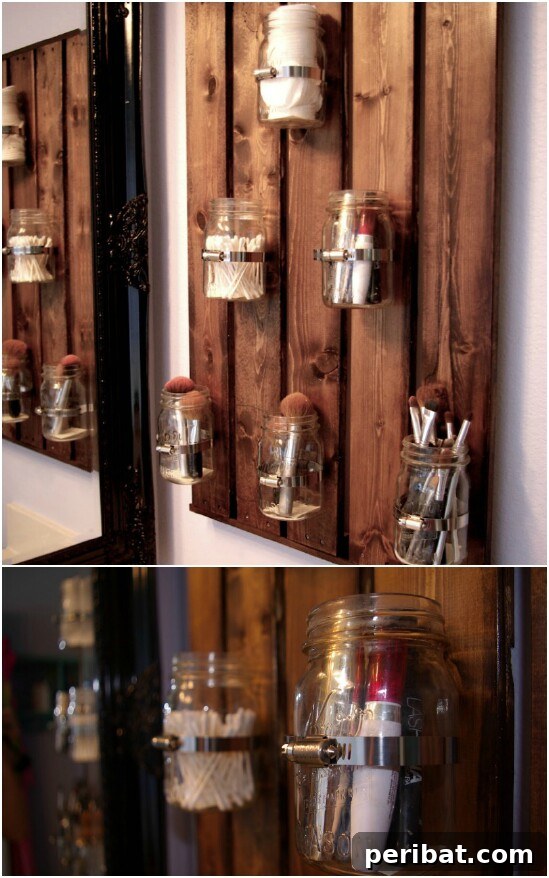 DIY Bathroom Organizer - 30 Mind Blowing DIY Mason Jar Organizers You’ll Want To Make Right Away
