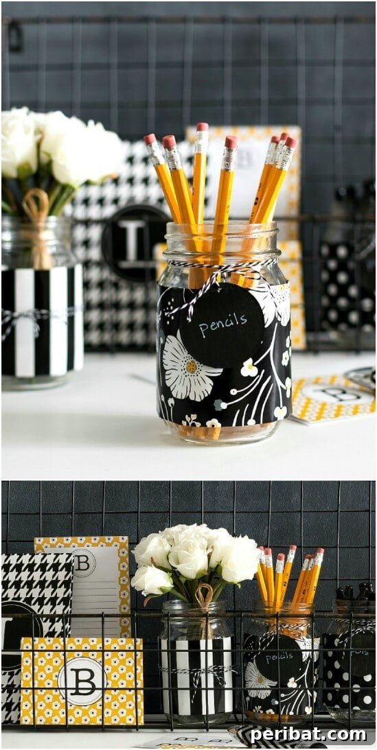 Desk Organizer - 30 Mind Blowing DIY Mason Jar Organizers You’ll Want To Make Right Away