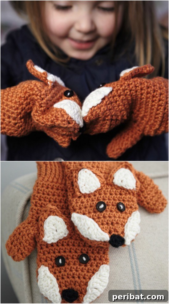 Easy Crochet 120 Free Patterns for Beginners 104 Crocheted Children’s Fox Mittens