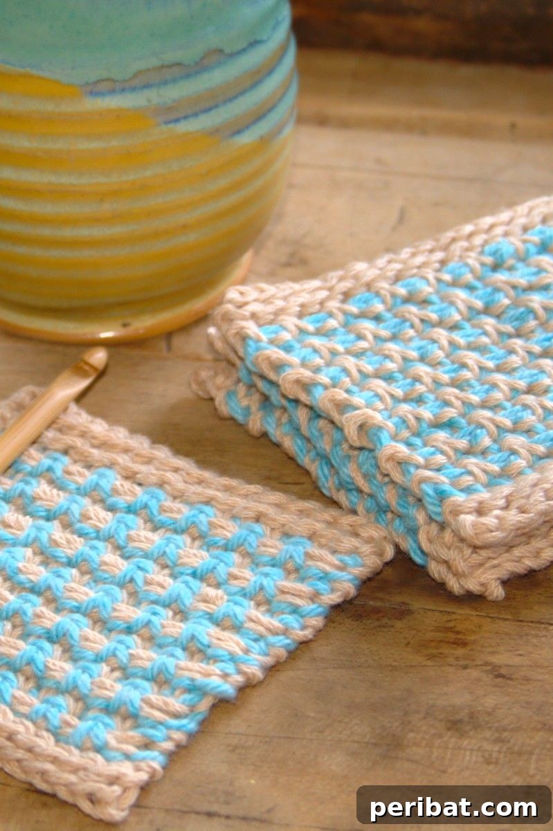 Easy Crochet 120 Free Patterns for Beginners 22 Blue and orange crochet coasters