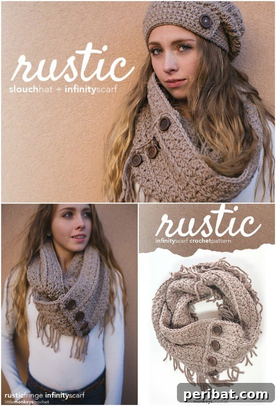 Easy Crochet 120 Free Patterns for Beginners 25 Slouch Hat And Fringe Infinity Scarf