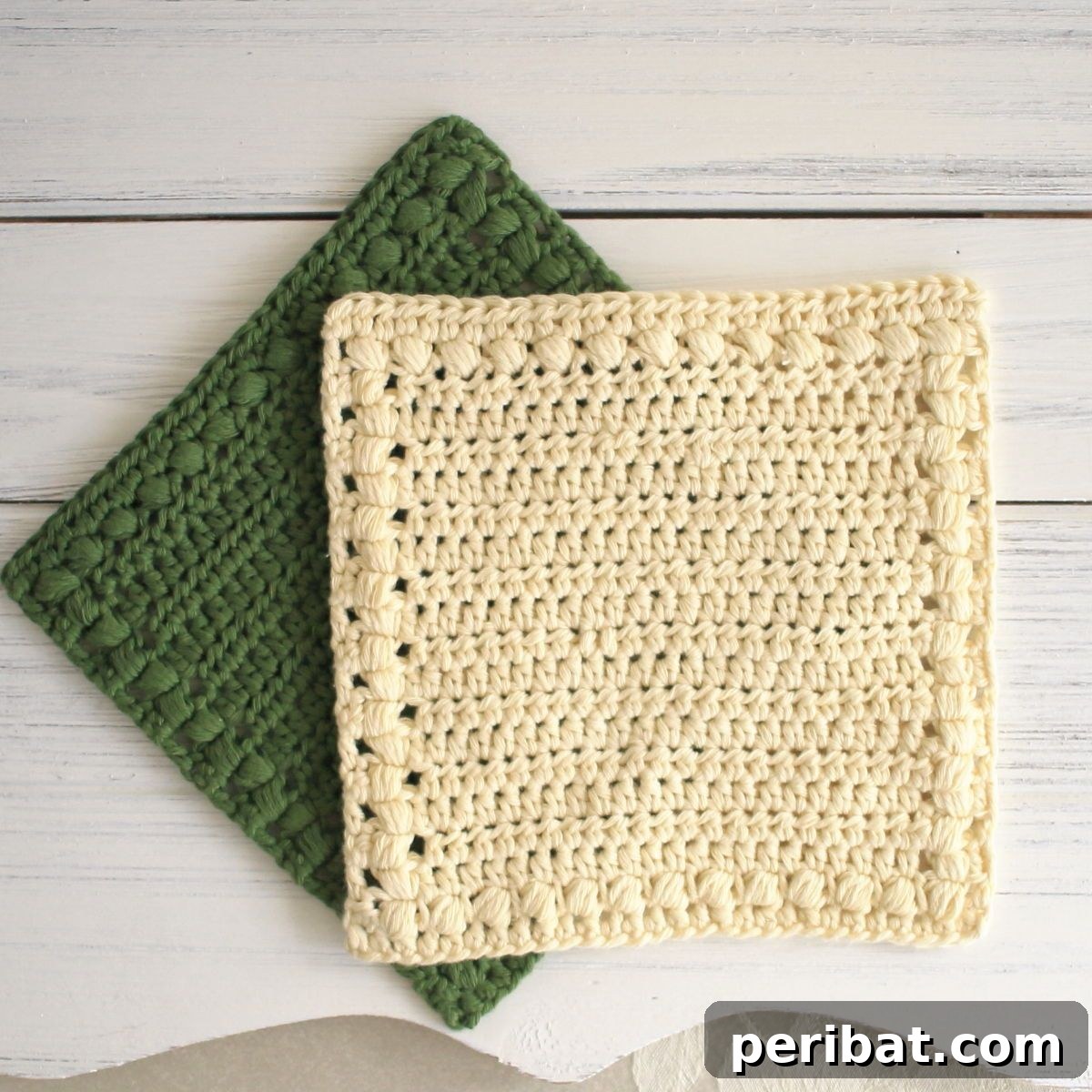 Easy Crochet 120 Free Patterns for Beginners 5 Green and cream washcloth