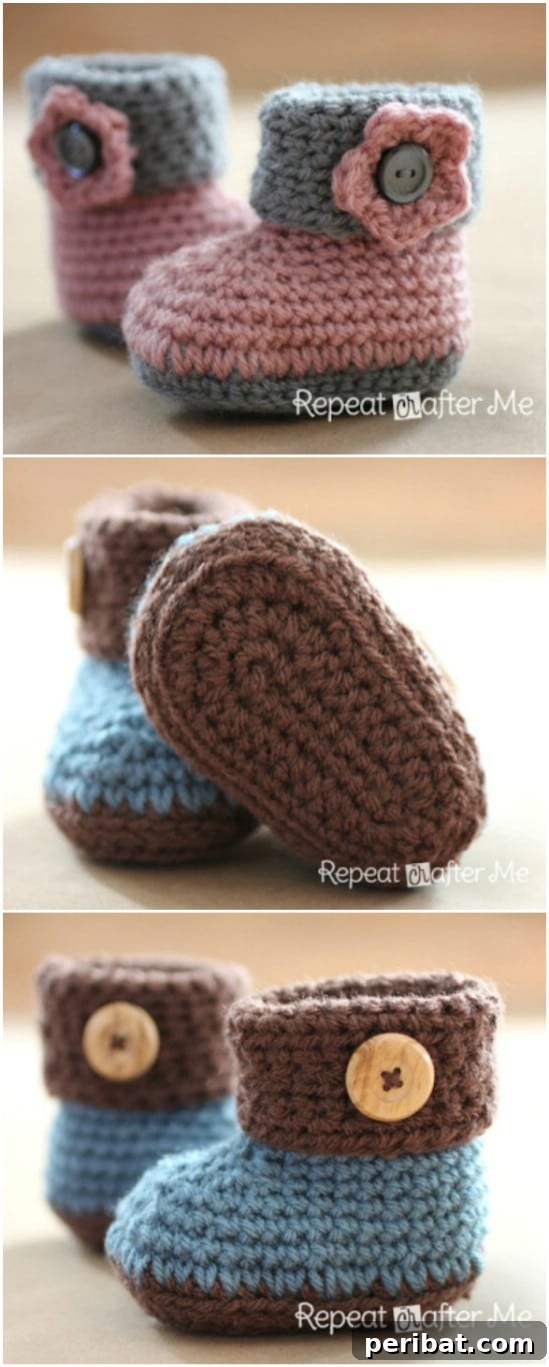 Easy Crochet 120 Free Patterns for Beginners 41 Cuffed Baby Booties