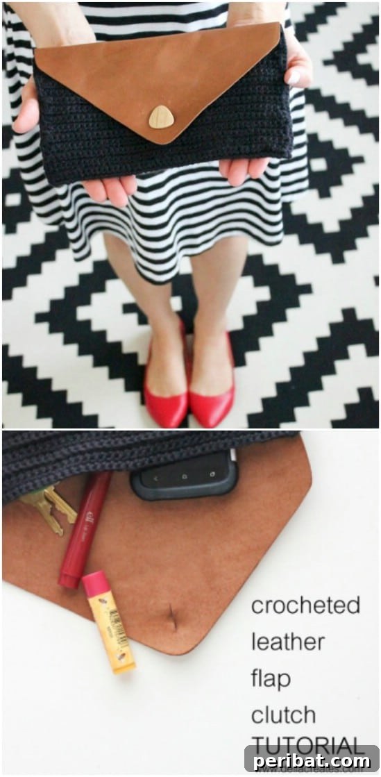 Easy Crochet 120 Free Patterns for Beginners 85 Crochet And Leather Clutch