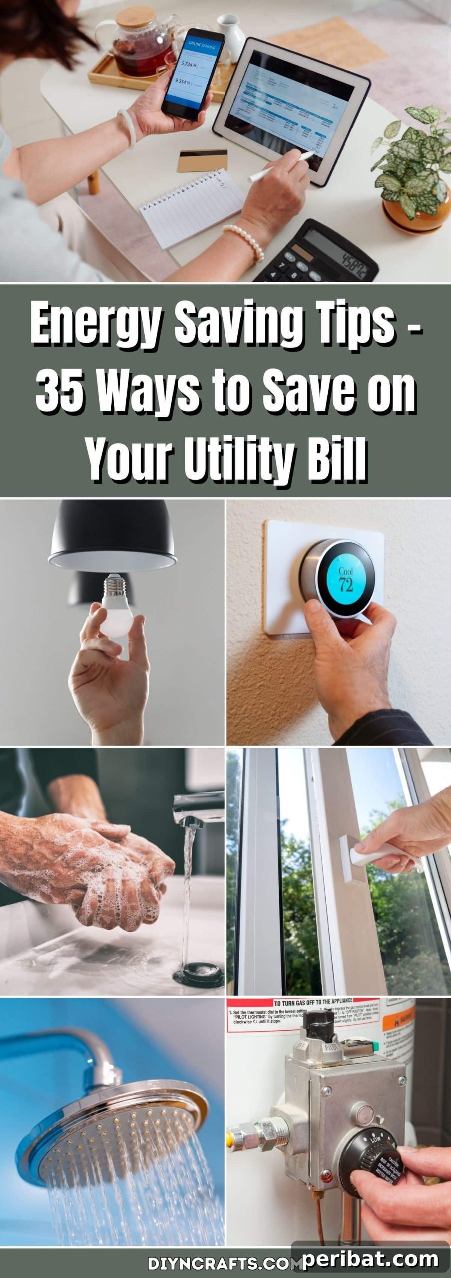 Energy Saving Tips - 35 Ways to Save on Your Utility Bill pinterest image