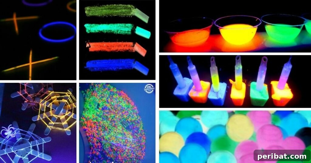 Collection of glowing DIY crafts for kids