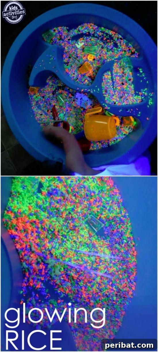 Glow In The Dark Rice Sensory Play
