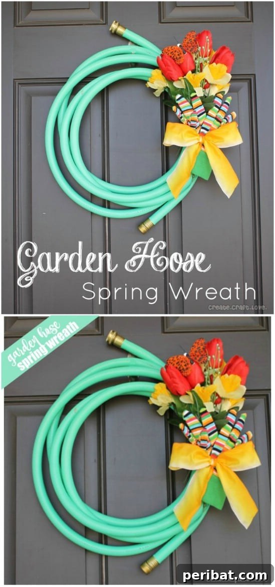 Spring Garden Hose Wreath