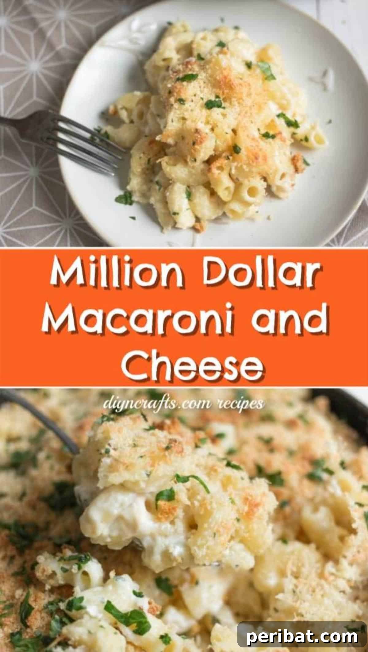 The Ultimate Decadent Mac and Cheese 2 A beautifully baked Million Dollar Macaroni and Cheese dish with a golden breadcrumb topping, ready to be served.