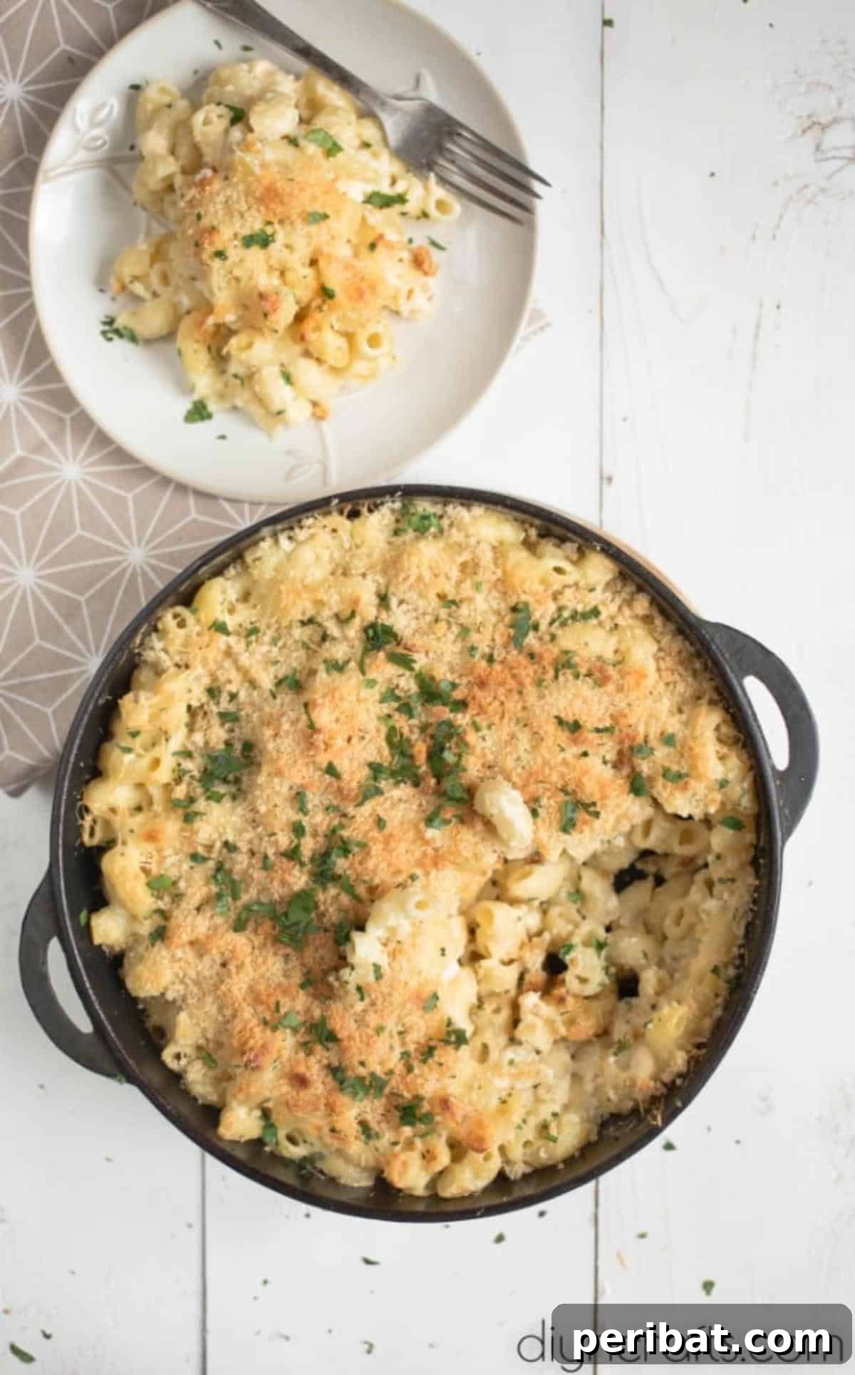 The Ultimate Decadent Mac and Cheese 9 A full baking dish of Million Dollar Macaroni and Cheese, freshly baked and golden brown.