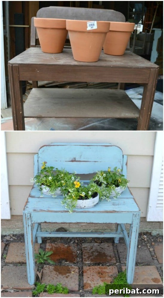 Small Bench Turned Planter