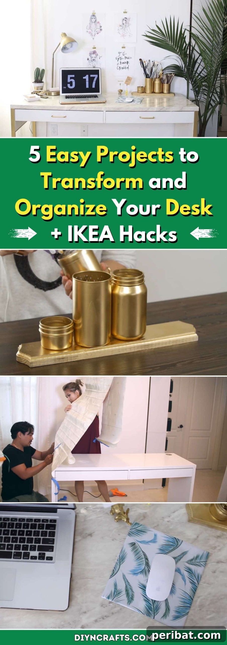 Transform Your Workspace: 5 Easy DIY Projects with IKEA Hacks 2 5 Easy Projects to Transform and Organize Your Desk + IKEA Hacks pinterest image