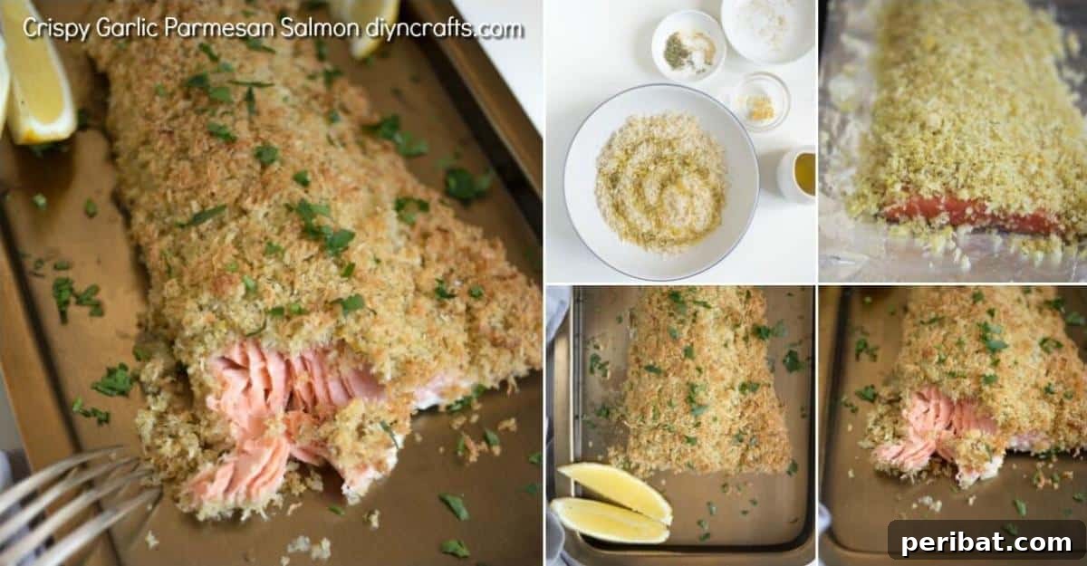 Golden Crispy Garlic Parmesan Salmon Perfection 2 Crispy Garlic Parmesan Salmon Collage