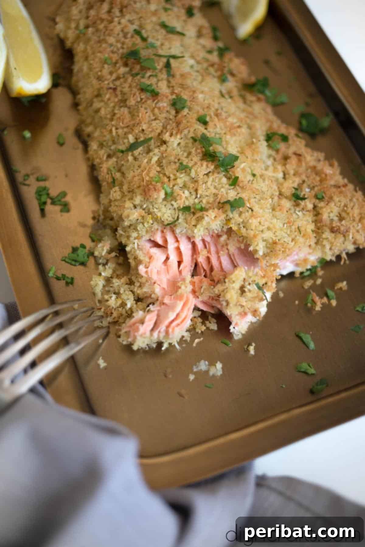 Golden Crispy Garlic Parmesan Salmon Perfection 7 Finished and served salmon.