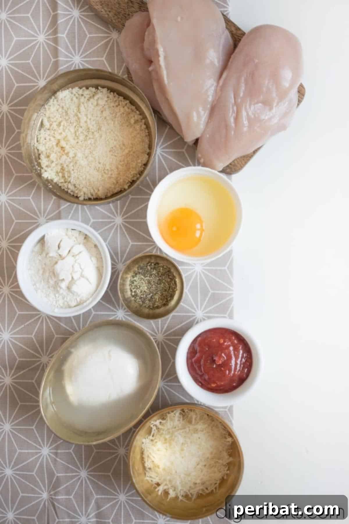 Ingredients for baked chicken parmesan.