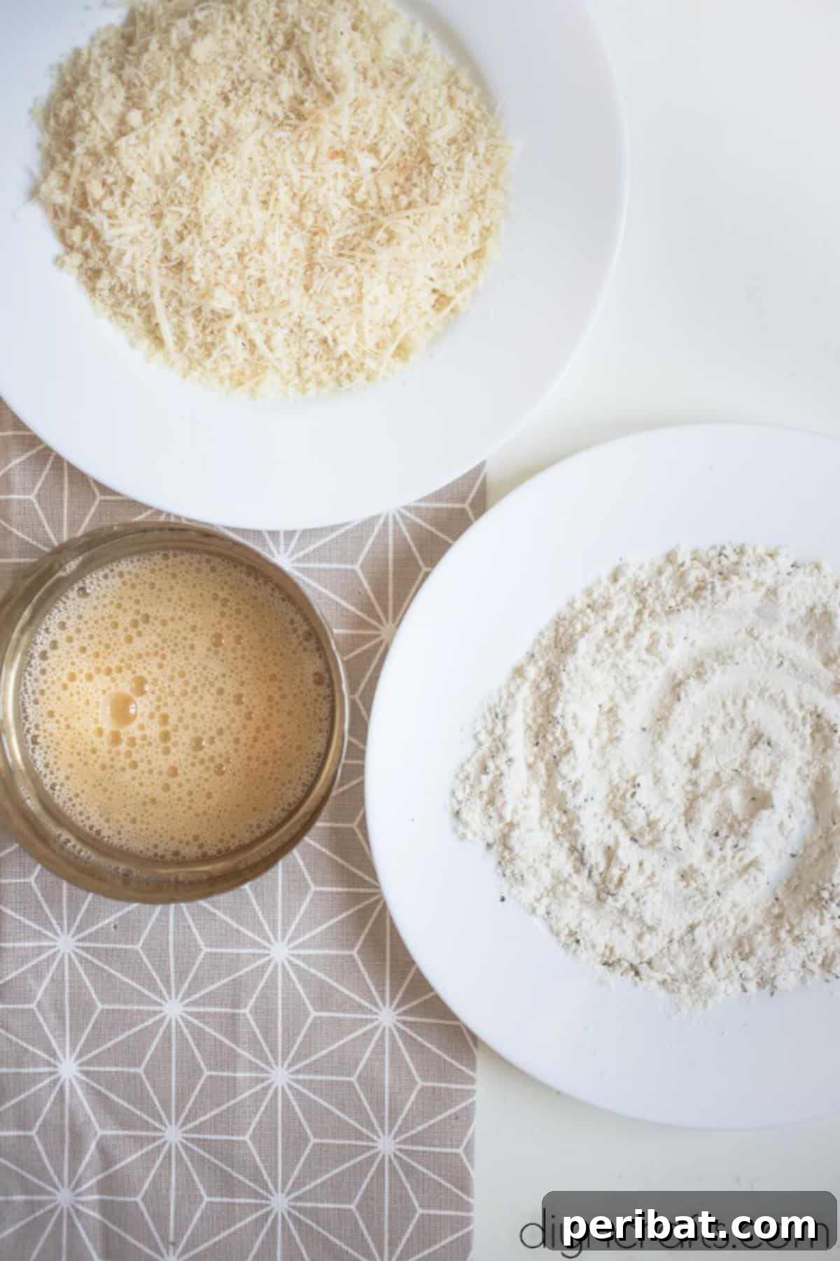 Prepared ingredients for breadcrumbs.