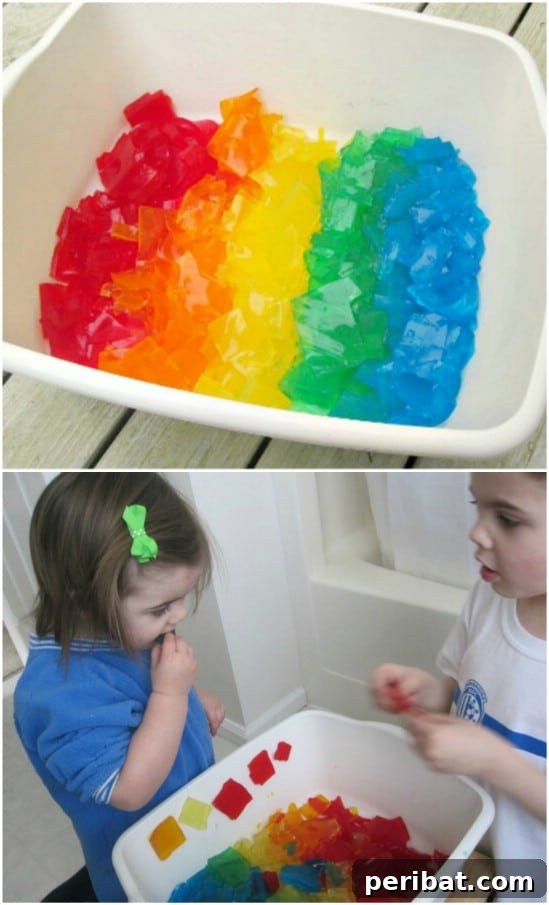 Rainbow Gelatin Sensory Tub