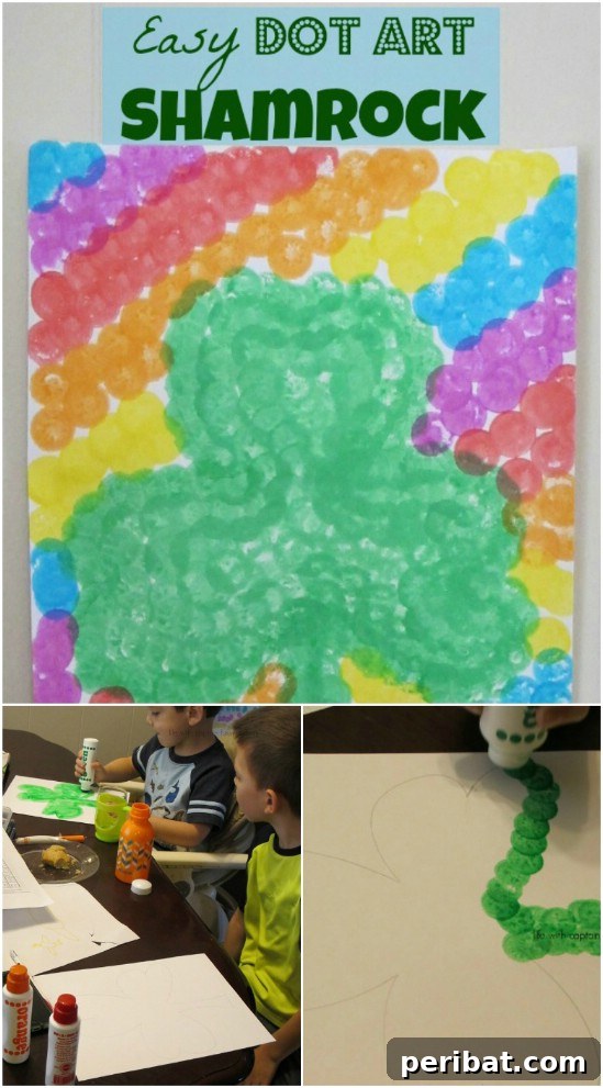 Easy And Colorful Dot Art Shamrock