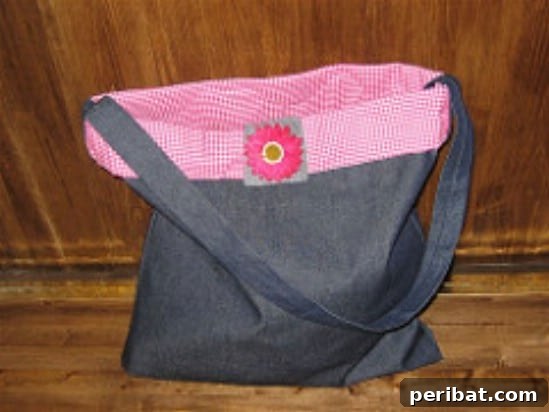 Easy Denim and Gingham Tote