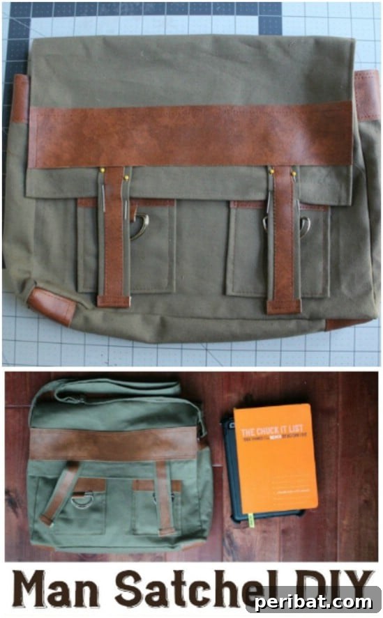 Leather And Canvas Satchel