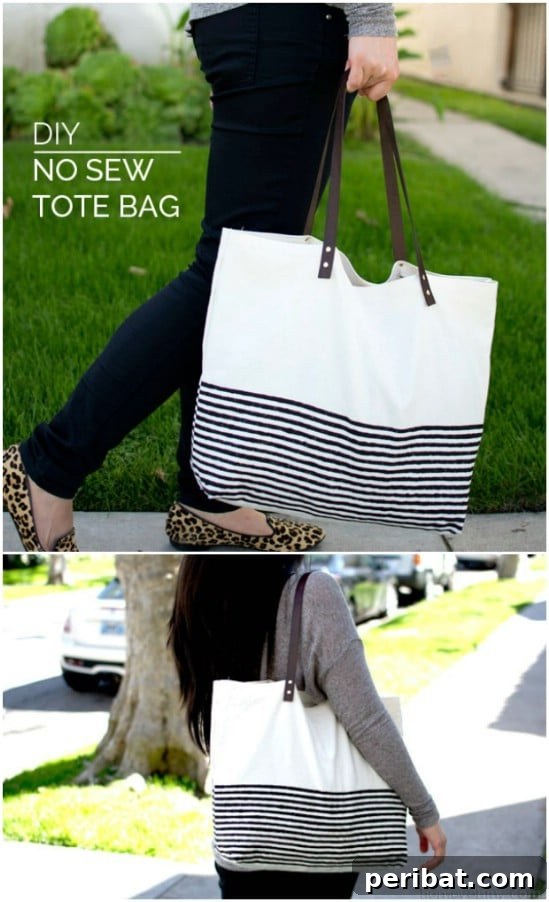 No Sew Leather And Canvas Bag