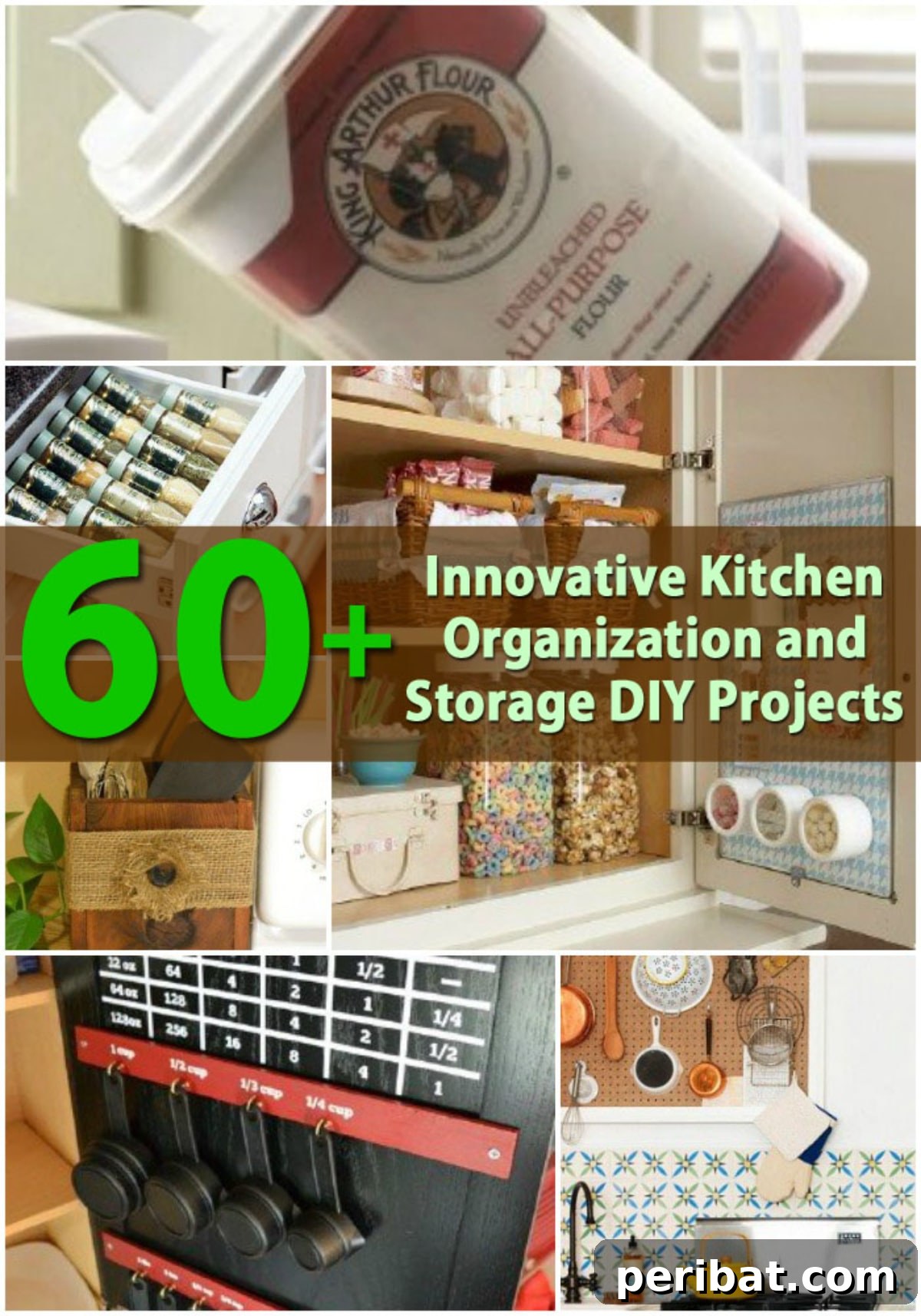 Organized kitchen pantry with various storage solutions