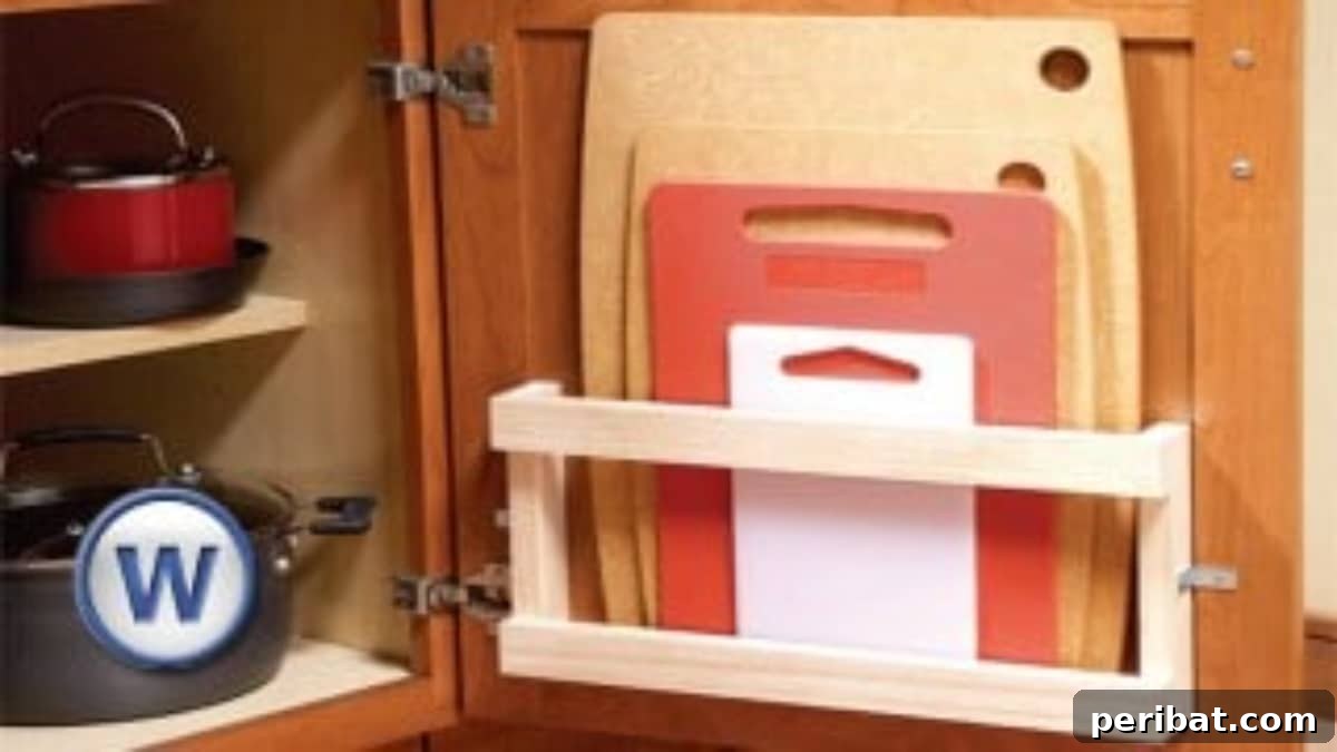 Store Cutting Boards in Your Cabinets with a Magazine Rack