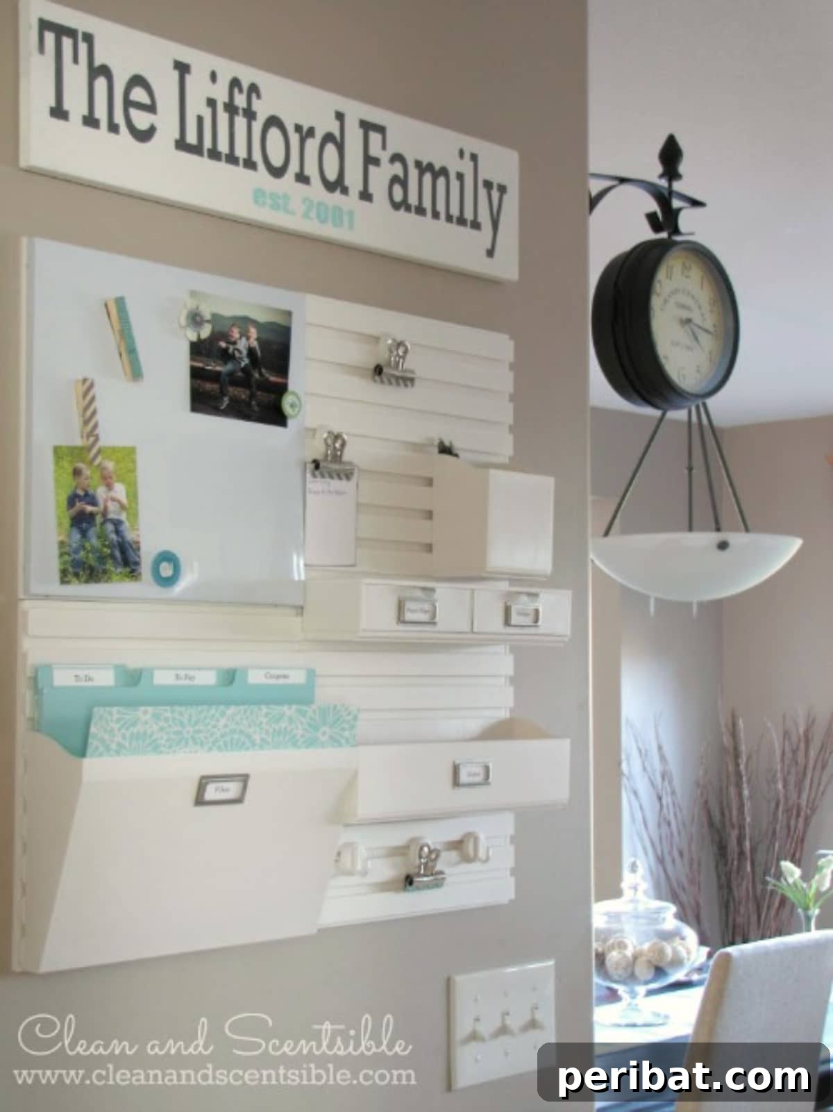 DIY Kitchen Command Center with calendar and memo board