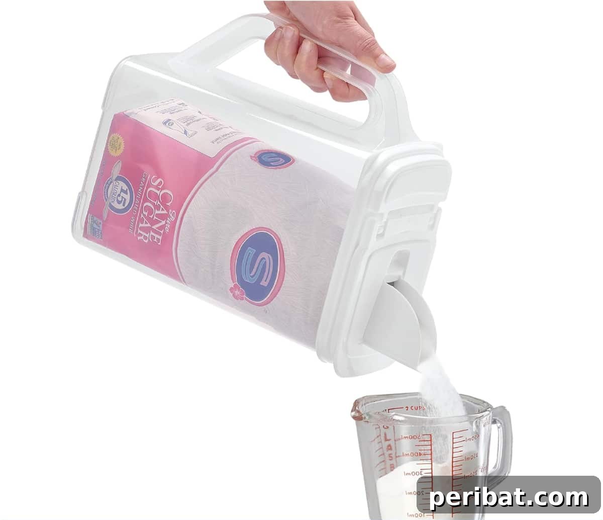 Sugar dispenser holding an entire bag of sugar