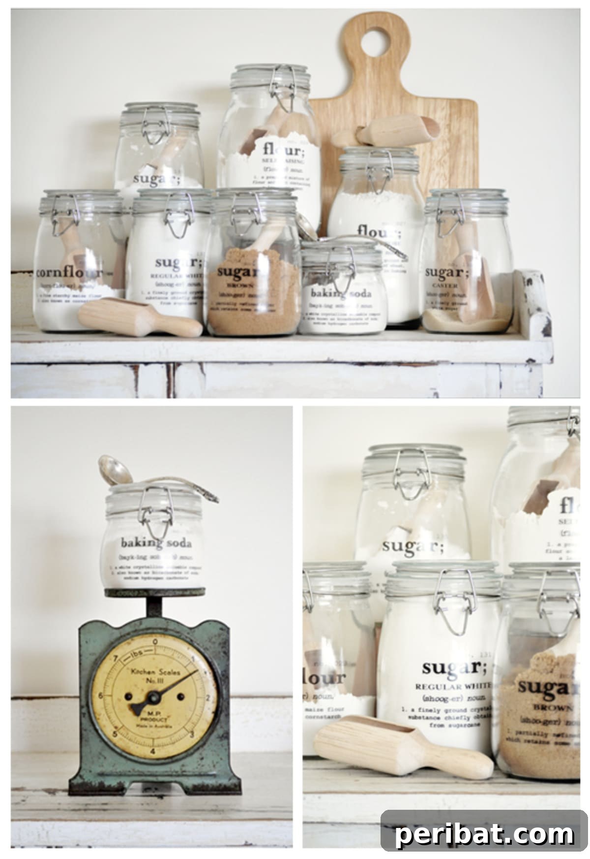 Collage of jar labels in the kitchen with magic decals