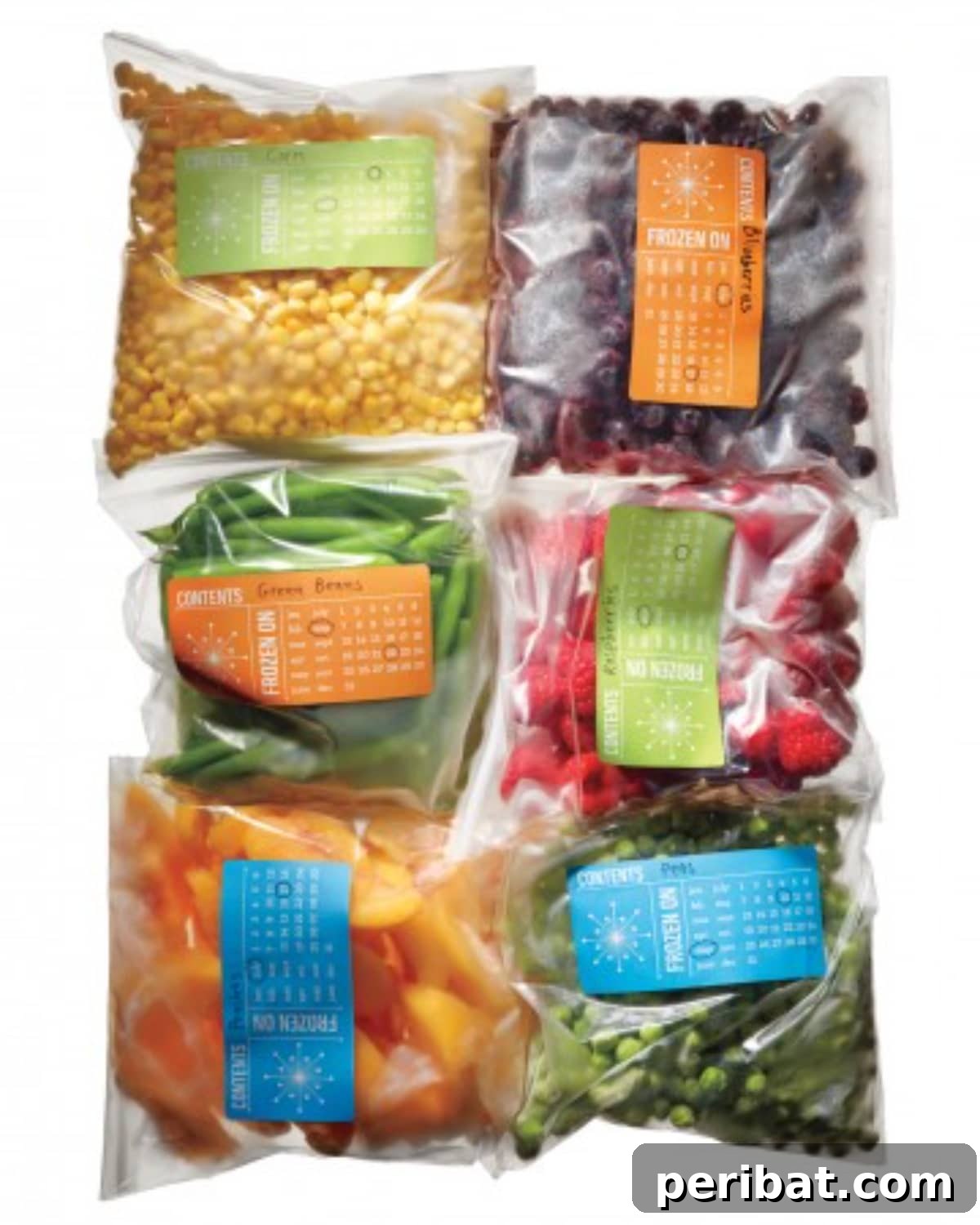 Freezer Storage Labels for various frozen foods