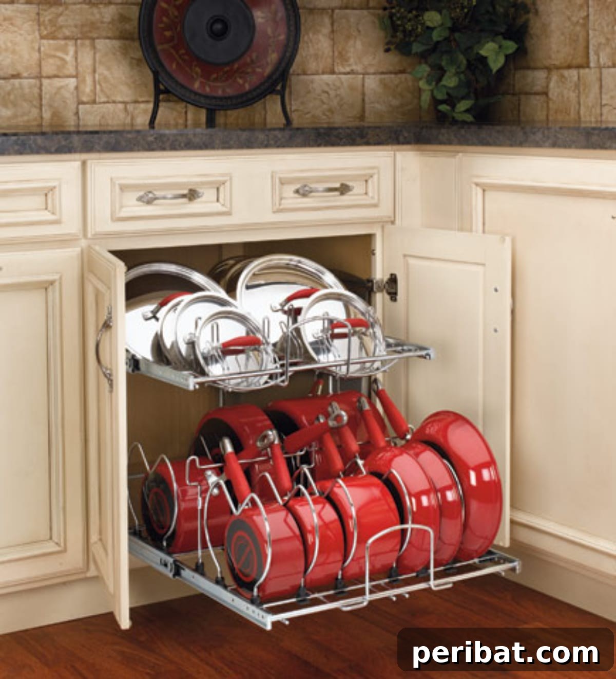 DIY Cookware Organizer with pull-out drawers