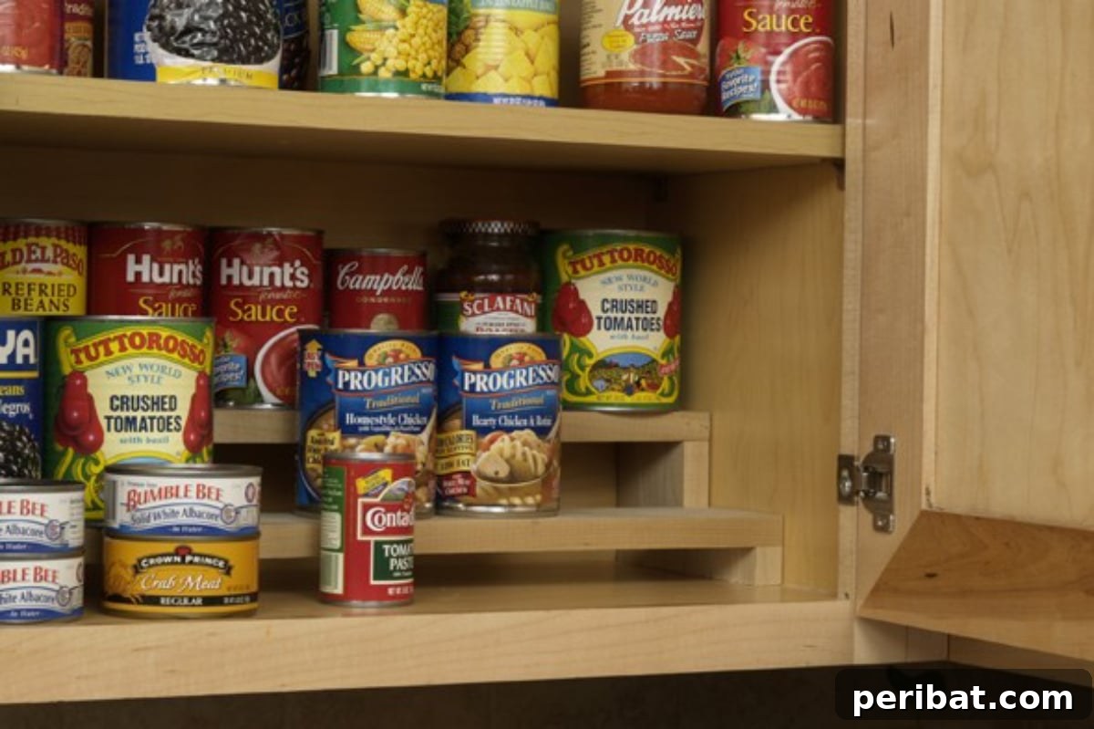 Easy DIY Kitchen Cabinet Organizer with tiered shelves