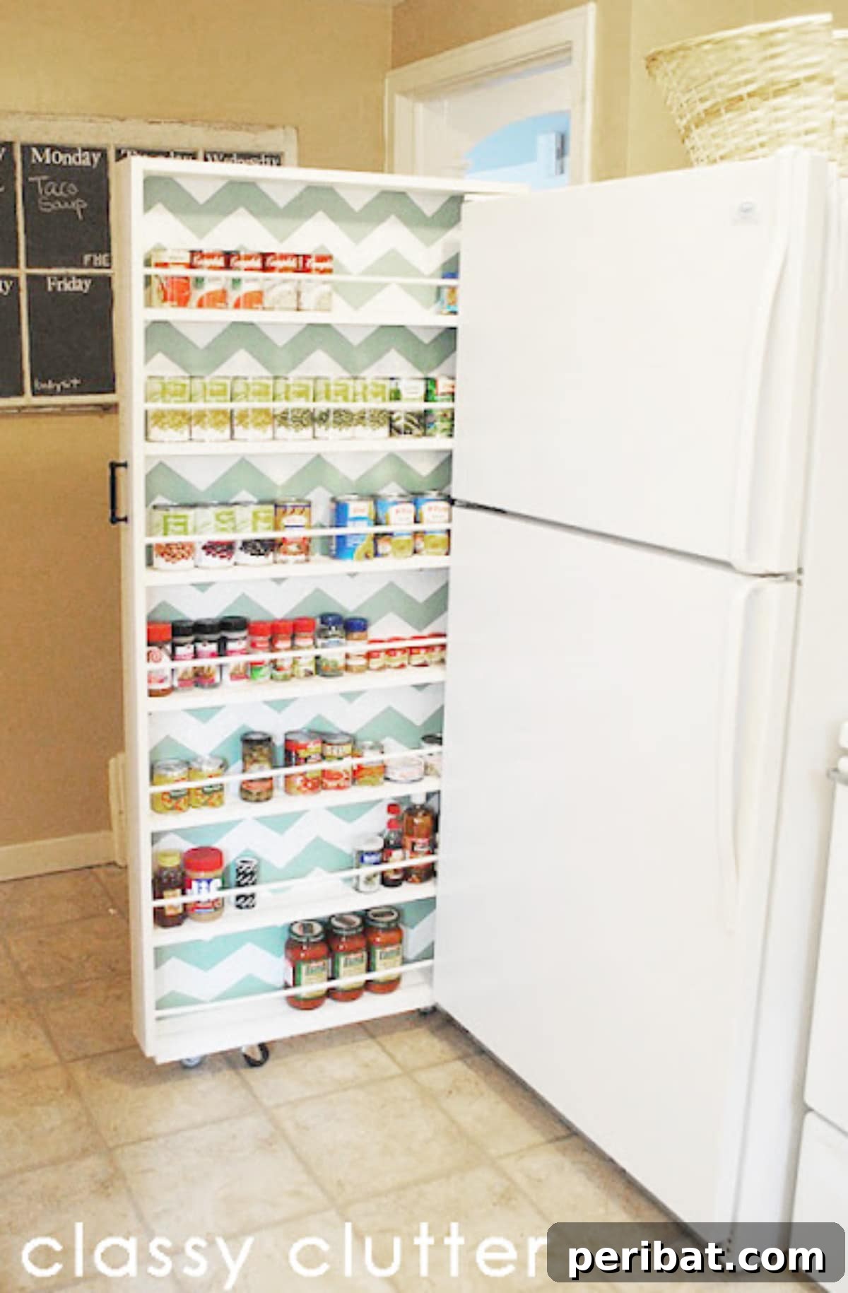 DIY Canned Food Organizer pull-out shelf