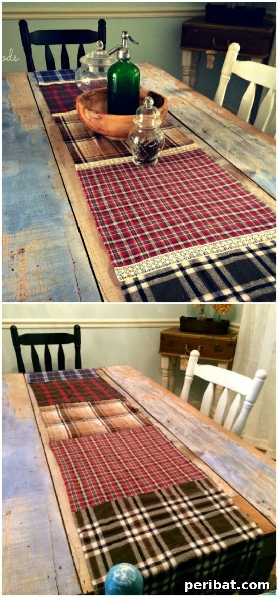 25 Genius Flannel Upcycling Ideas You Need to Try 19 Flannel And Lace Table Runner