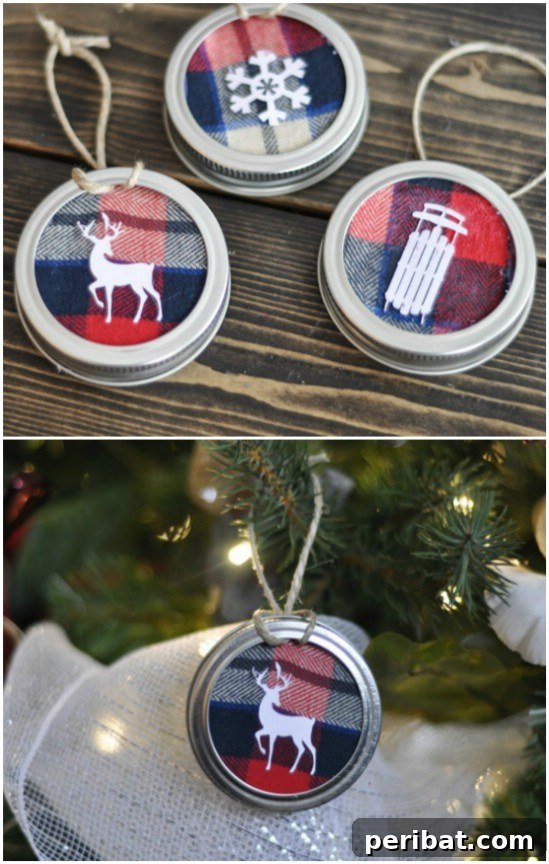 25 Genius Flannel Upcycling Ideas You Need to Try 23 Mason Jar Lid Flannel Christmas Ornaments