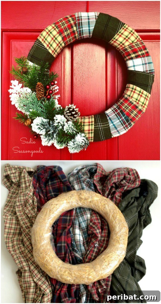 25 Genius Flannel Upcycling Ideas You Need to Try 10 Rustic Country Holiday Wreath