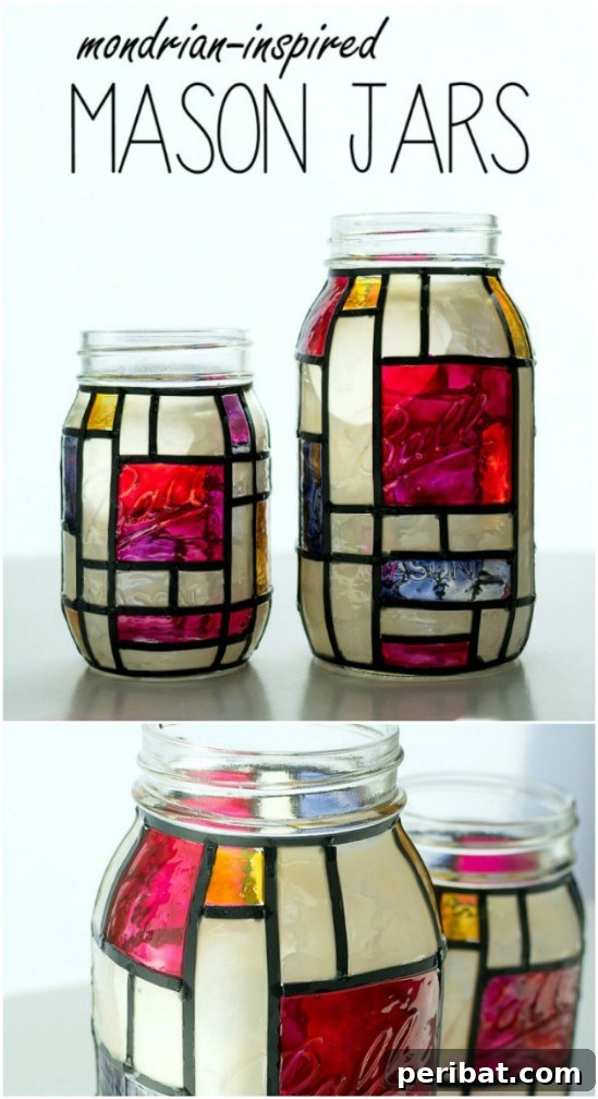 Stained Glass Mason Jar Art