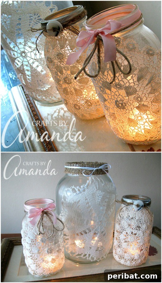 Burlap Doily Luminaries
