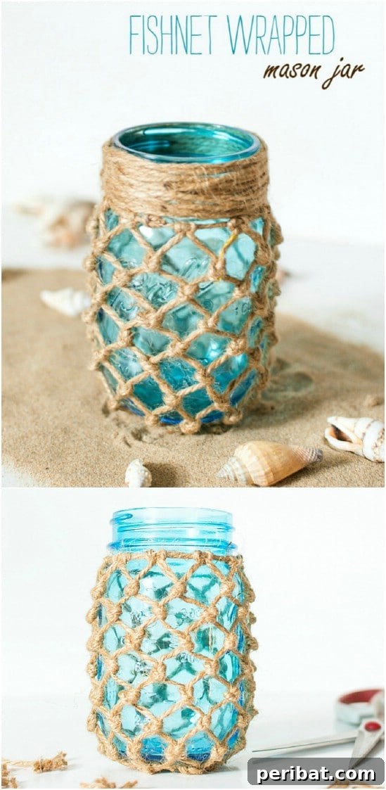 Fishnet Wrapped Decorative Jars